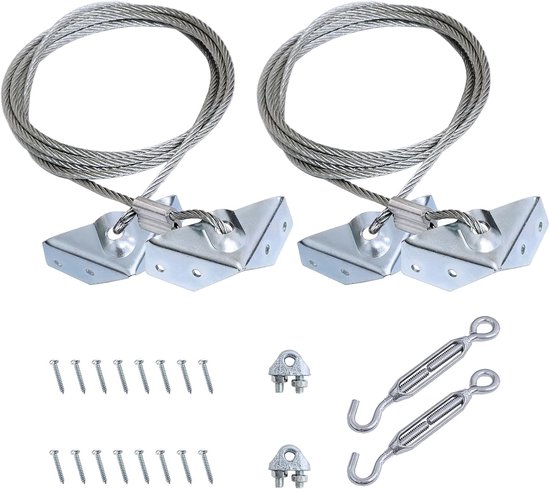 Alloy Steel Supporting Anti-Sag Garden Door Gate Cable Kits voor Buiten houten Tuindeur Ondersteuning - (2, Zilver) van Merkloos	