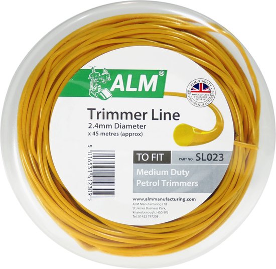 ALM trimmerdraad - 2,4 mm x 45 meter - maaidraad voor grastrimmer en bosmaaier - trimdraad - trimmer strimmerdraad - draad kantenmaaier - 2.4 - 2,4mm van ALM