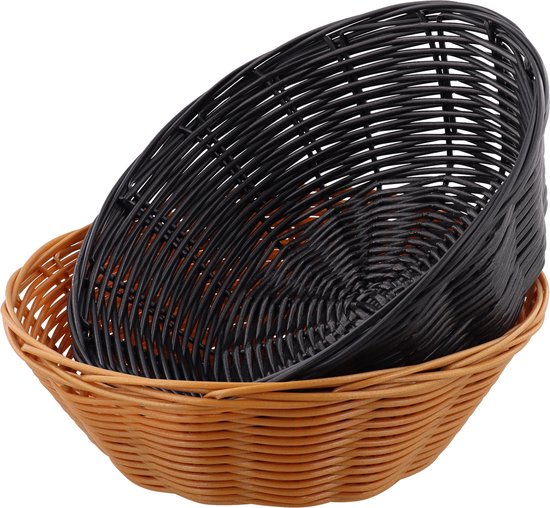 alpina Broodmandjes - 2 Stuks - Rieten Mandje - Bruin en Zwart van ALPINA