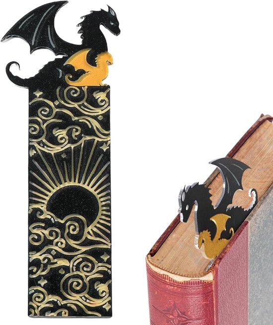 Alriedy Bookmark Kite Cool Bookmark Anime Bookmark Fantasy Acrylic Double Sided Bookmark Bookmark Bookshelf Decoration for Book Lovers Boys Girls Black Gold van Merkloos	
