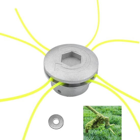 Aluminium draadkop, aluminium grastrimmerkop, universeel met 4 draden, dubbele draadkop voor bosmaaier, aluminium grastrimmer, tuin, gazon, terras van Flintronic