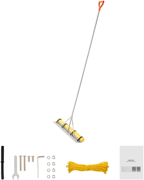 Aluminium Hark, 914 mm Kop, Tuinhark voor Grondbewerking, Landschapsverzorging, Onkruidverwijdering, Vijvergrind en Gazononderhoud, Drijvende Vijverhark met Touw