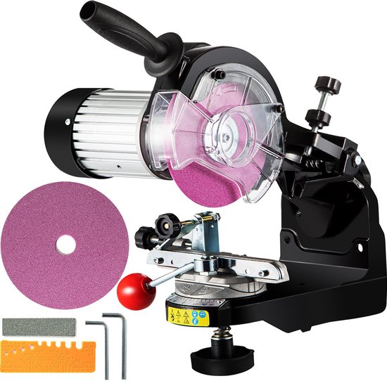 Aluminium Kettingzaag Kettingslijper - 230W - 3000 RPM - Werklamp & Anti-Slip Handvat - Kantelbare Bankschroef - 5,5 Inch Slijpwielen - Brede Toepassing - Zwart van VONROC