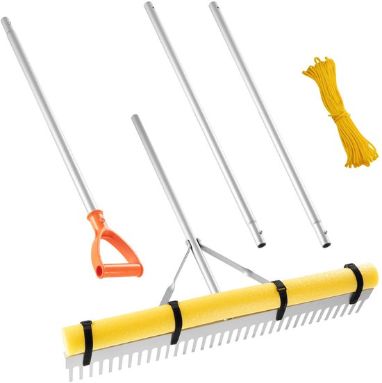 Aluminium landhark - Tuinhark - Kopbreedte 91,4 cm - Steel 2,59 m - Lichtgewicht - Voor grind, zand & gazon - Geschikt voor strand & vijver