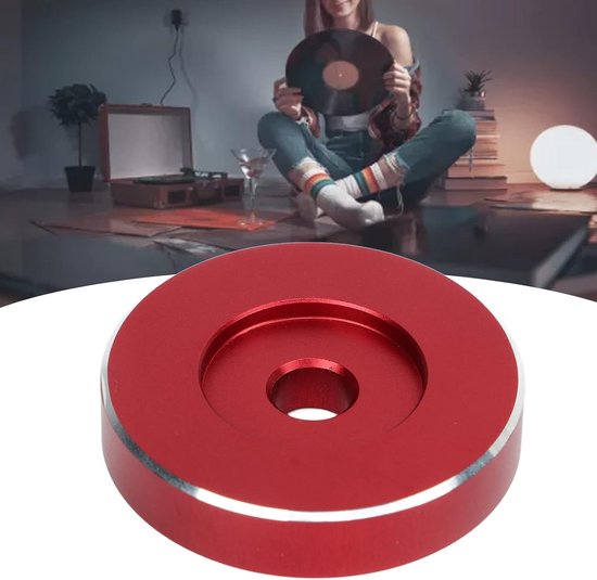 Aluminium Platenspeler Draaitafel Adapter RPM Grammofoon Accessoire - Rood - Vinyl Accessoire - Geluidskwaliteit van Merkloos	