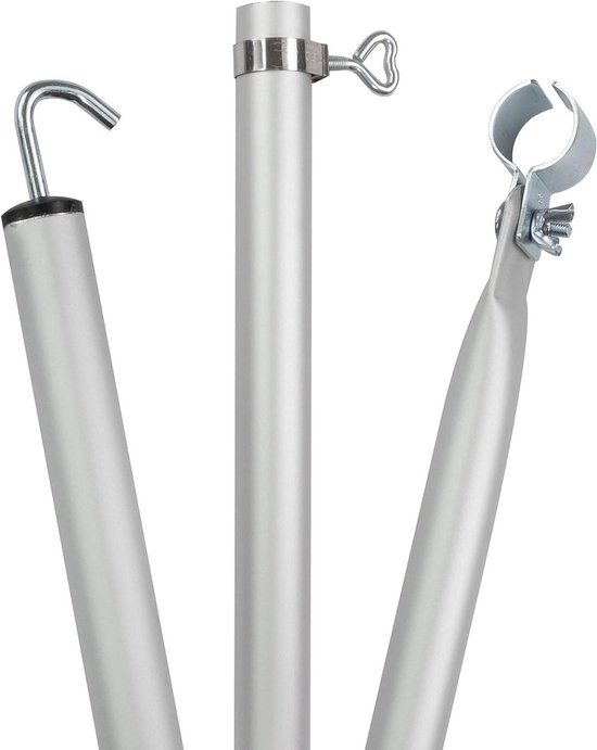 Aluminium Tentstok - Telescoopstang Voortent - Kamperen Buiten - Verstelbaar 3 Delen - 210-290 cm - Zilver van Merkloos	