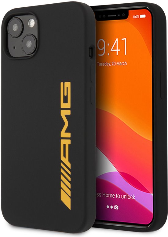 AMG Back Cover - iPhone 13 & 14 - Silicone - Zwart met Goud Logo - Sportief Design van AMG