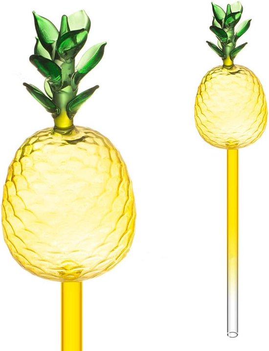 Ananasvormige zelfbewaterende plantenbak met glazen plantenbak, automatische druppelirrigatie voor binnen- en buitenplanten (ananas, 2 stuks) van Merkloos	