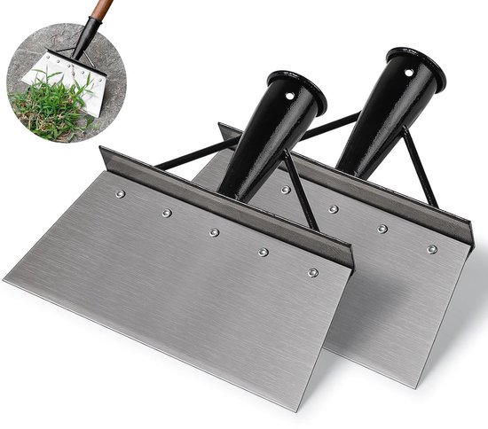 ANMI® Onkruidsteker 2 stuks 21 cm - Tuinschraper Onkruidmes - Mangaanstaal - Scherp Mesblad 1 mm - Roestwerende Coating - Aansluiting 3,3 cm van Merkloos	