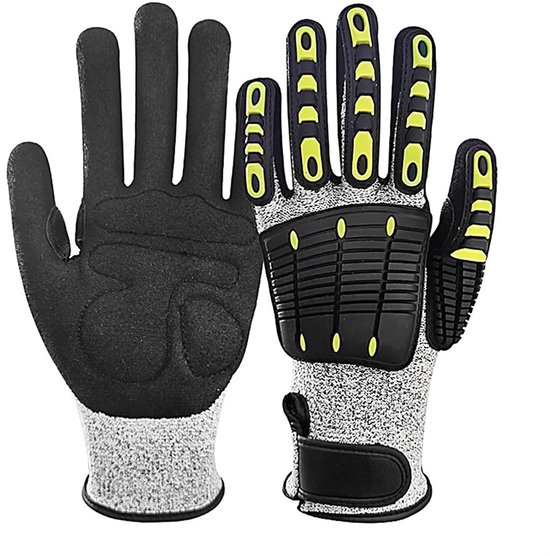 Antibotsingshandschoenen voor tuinieren, monteurshandschoenen, schokbestendige veiligheidshandschoenen voor op het werk, druk- en snijbestendig, reddingswerk buitenshuis (maat L) van Merkloos	