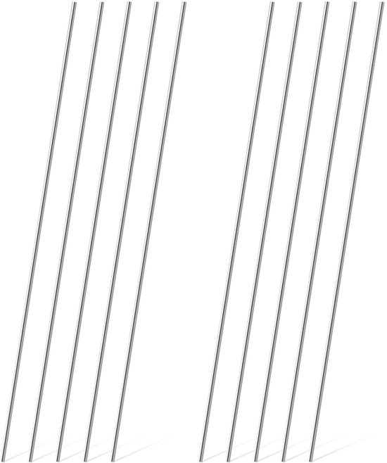 AOZUO 10 Pieces Metal Rod, 3 x 300mm Iron Rod, Stainless Steel, Round Rod, Solid Smooth Shaft for Industry, Work, Hobbies, DIY Sail van AOZUO