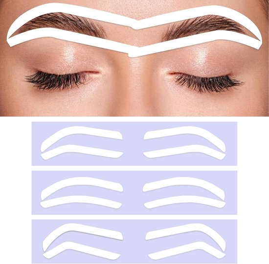 AOZUO 12 Pairs of Eyebrow Stencils for Women, 3 Shapes Disposable Airbrush Eyebrow Stencils Shape Tape Auxiliary Stickers, Airbrush Eyebrow Tattoo Template for Coloring Makeup van Merkloos	