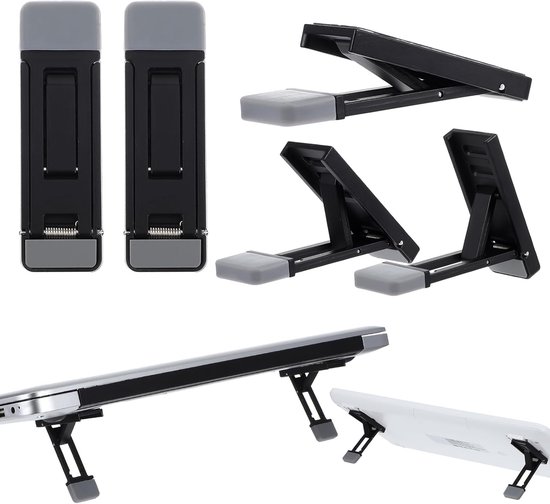 AOZUO 2 pack Mini Laptop Stand Keyboard Stand, 3 Levels Height Adjustable Folding Portable Small Laptop Stand with Non-Slip Silicone Base for All Laptops and Keyboards (Black) van Merkloos	