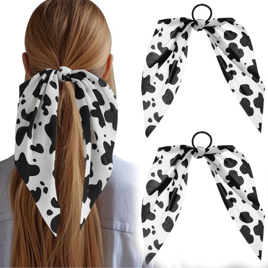 AOZUO 2 Pieces Cow Print Headband Bow Bandana Elastic Hair Bows Accessories Handmade Halloween Costume Birthday Gift for Women Girls van Merkloos	