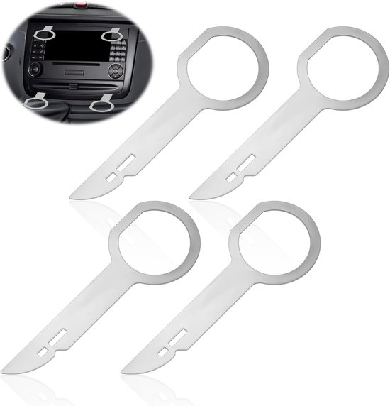 AOZUO 4 Pieces Radio Disassembly Tool Set, Car Radio Retro Release Tools, Easy Car Radio Removal, Keys for Mercedes for 1 and 2 DIN Car Radios, A3, 8p, A4, B7 van Merkloos	
