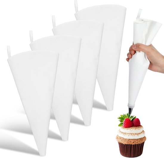 AOZUO 4Pcs Cotton Cloth Piping Bags, Reusable Icing Bags Anti Burst Cake Decorating Bags 12 inch Pastry Cake Piping Bags for Cake Cupcakes Cookies Glaze van Merkloos	