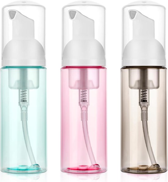 AOZUO 60ml/2oz Foam Pump Bottles, 3PCS Empty Travel Foaming Dispenser Refillable Mousse Bottle Travel Size Foam Pump Bottle for Hand Soap Lash Cleanser Shampoo Face Wash van Merkloos	