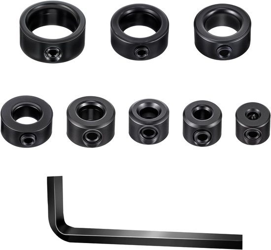 AOZUO 8pcs Depth Stop for Drilling, 3/4/5/6/8/10/12/16mm Drill Depth Stop Collar Set, HSS Locator with Allen Key, Locator Depth Limiter Plugs van AOZUO