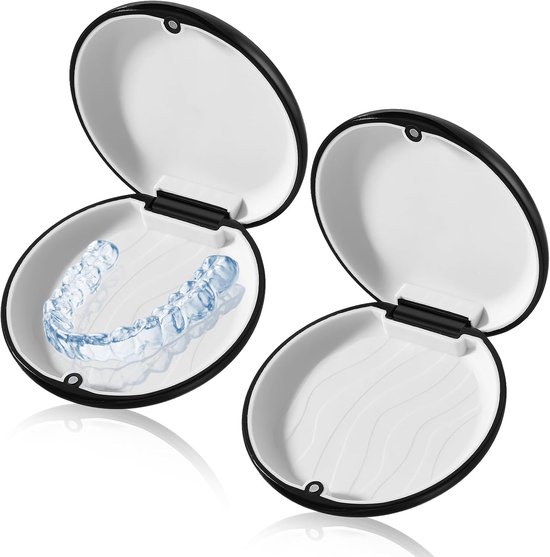 AOZUO Box of 2 Braces Holder Box, Teeth Splint Box, Orthodontic Mouth Guard Box with Magnetic Closure, Soft Silicone Liner, Aligner Box for Women Men Teenagers Adults van AOZUO