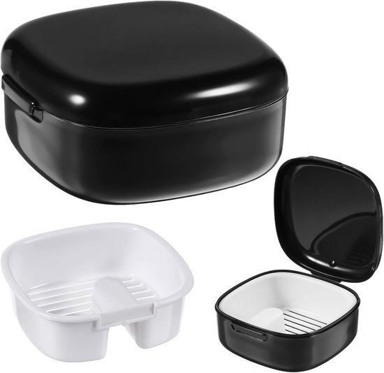 AOZUO bracket box, holder case, dental splint box with removable filter screen, orthodontic mouth guard case, aligner case for women, men, teens, adults (black) van AOZUO