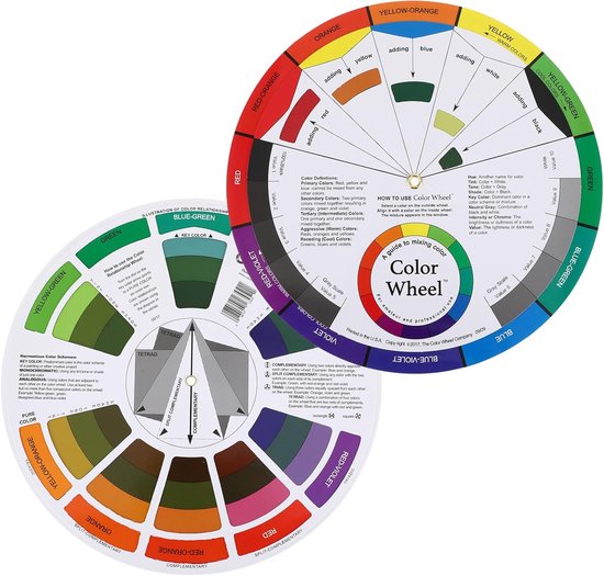 AOZUO Chromatic circle, chromatic circle, wheel of emotions, raal, painting, wheel in different colors, mixing guide, artists, color wheel, watercolor, rotating mixing wheel van AOZUO