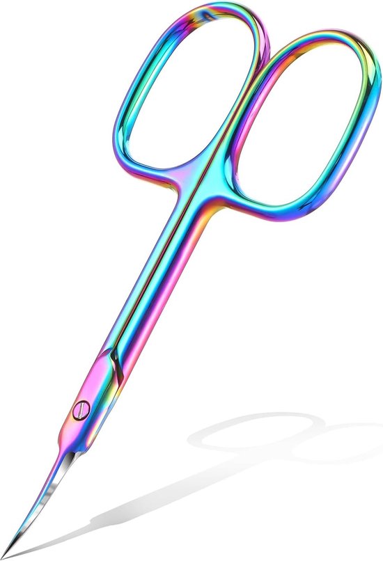 AOZUO Curved Cuticle Scissors, Extra Fine Curved Cuticle Scissors, Precision Eyebrow Scissors, Manicure Scissors, Professional Nail Scissors Made of Stainless Steel for Cuticle Care (Colourful) van AOZUO
