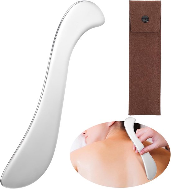 AOZUO Gua Sha Guasha Stainless Steel with Storage Bag, Fascia Scraper, Massage Tools, Fascia Tool for Neck, Spa, Relaxation, Body Muscles, Back, Arm and Legs van Merkloos	