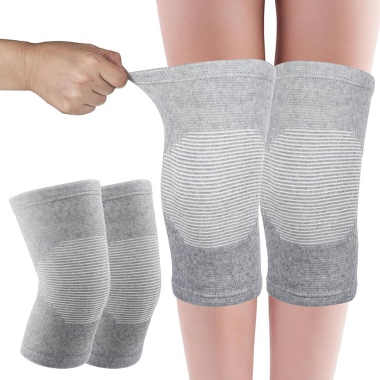 AOZUO Pack of 2 Bamboo Compression Knee Support Elastic Bamboo Knee Pads for Men Women Knee Pads Knee Sleeves Knee Orthosis for Sports, Skiing, Cycling, Running (Grey) van AOZUO