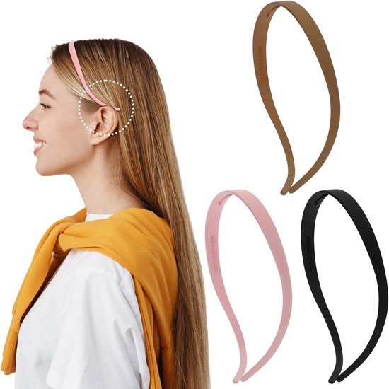 AOZUO Pack of 3 Glasses Hair Bands Non-Slip Headbands for Glasses Wearers Plastic Flex No Pressure Hair Band Hair Band Plastic Teeth Comb Teeth Hair Accessories for Women Girls