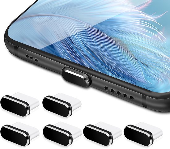 AOZUO Pack of 6 USB C Dust Protection, USB C Protective Cover, Dust Protection, USB C Protection, Type C Port, Plug, Anti-Dust Cover Caps, Charging Port, Cover Protection, Type C, Metal van AOZUO