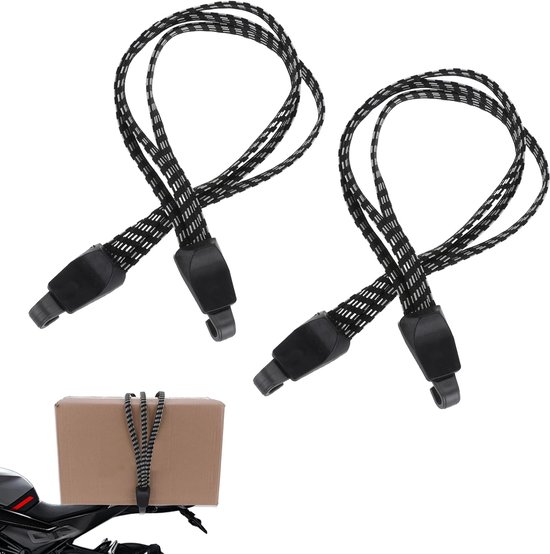 AOZUO Set of 2 Bicycle Straps with Hooks, Adjustable Bike Straps for Luggage Racks, Elastic Bike Rope, Luggage Panting, Bicycle Hook Tie for Camping, Luggage Rack, Motorcycle van Merkloos	