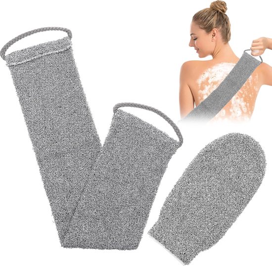 AOZUO washcloth back scrubber for shower, exfoliating washcloth with bamboo fiber back brush massage glove, sponge body scrubber with exfoliating glove for the back for men and women van Merkloos	