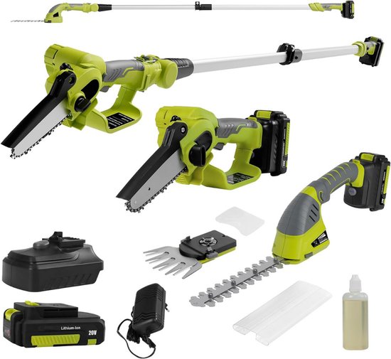 ApexArte® Telescopische Snoeischaar - Mini Kettingzaag - Heggenschaar - Takkenschaar - Takkenzaag - Elektrische Snoeizaag met Accu - Groen van ApexArte