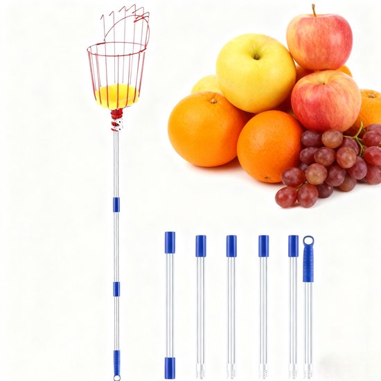 Appelplukker met 1,6 meter Steel, 14,5 cm Brede Metalen Plukmand - Voor Zachte Oogst van Appels, Peren en Fruit