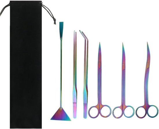 Aquarium Aquascaping Gereedschap Kit - 4 in 1/5 in 1/6 in 1 RVS Waterplanten Pincet - Schaar Spatel Reinigingsgereedschap Set W/Opbergtas voor Aquaria Vissen Tank Starter Kit - Tuinieren en Onderhoud van Merkloos	