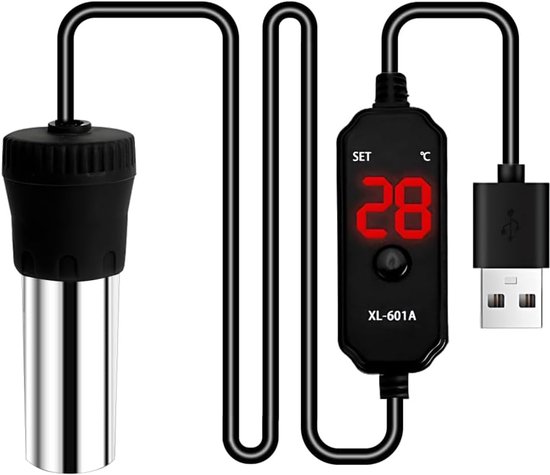 Aquariumverwarming - 10 W/15 W - 5 V - 2 A - USB - dompelverwarming voor aquaria - 17 °C - 34 °C verstelbaar - met digitaal led-display voor 3-5 liter tankvissen en schildpadden - aquariumaccessoires en verwarmingselement van Merkloos	