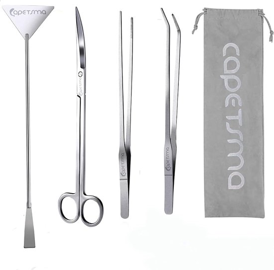 Aquascaping Tools, lang roestvrij staal aquarium plantengereedschap aquarium pincet schaar spatel gereedschap set bonsai kit algenschraper aquarium reinigingsset voor aquarium starter kit van Merkloos	