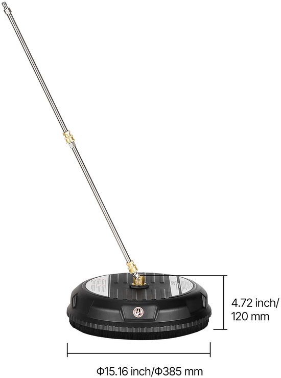 Archi Hogedrukreiniger - Oppervlaktereiniger - 15 Inch - 4000 PSI – RVS/PE Behuizing – Met 4 Wielen – 1/4 Snelkoppeling – Voor Terras, Oprit & Beton van Merkloos	