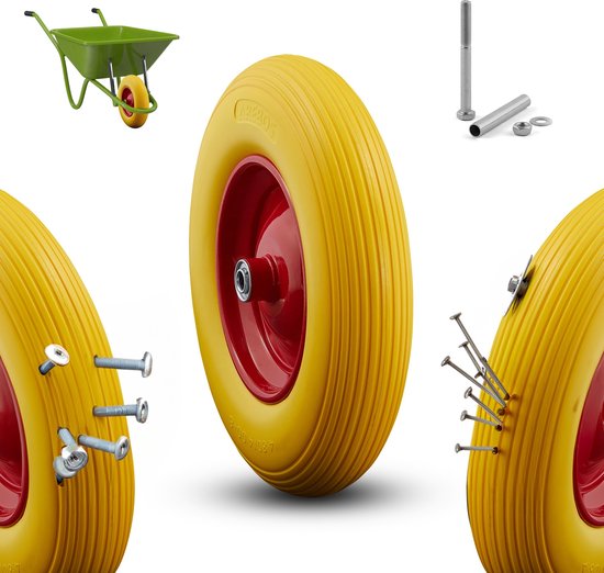 AREBOS Kruiwagenwiel - PU-materiaal - 390 mm - Kruiwagenwiel Massief - tot 200 kg van AREBOS