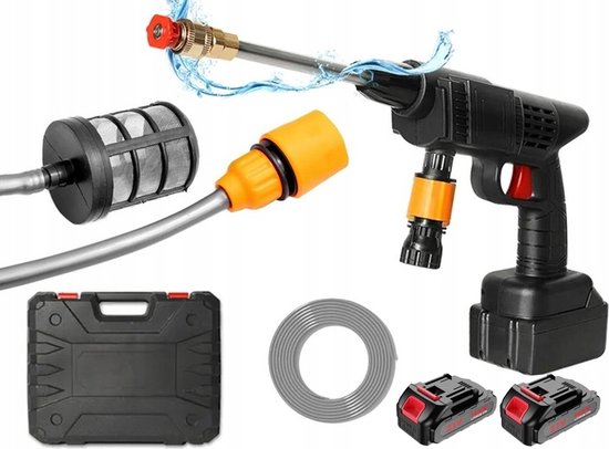 Ariko Draadloze hogedrukreiniger - met 2x accu en oplader - hoge druk reiniger - instelbaar - ook te gebruiken als plantenspuit - 60 BAR - inclusief waterslang van Ariko