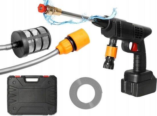 Ariko Draadloze hogedrukreiniger - met accu en oplader - hoge druk reiniger - instelbaar - ook te gebruiken als plantenspuit - 60 BAR - inclusief waterslang van Ariko