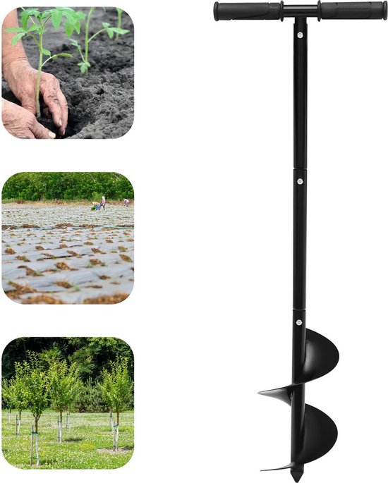 Ariqo Grondboor - Palenboor - Handgrondboor - Spiraalboor - Vertelbare Hoogte - Incl. Handschoenen - Gaten van 15cm - 2kg van Ariqo