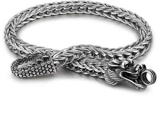 Armband draak kop sluiting Chopin Cubaans breed 5 mm in 925 zilver goud Cubaanse ketting pantserketting retro vintage rock punk hip pop slang sieraden cadeau feest voor heren