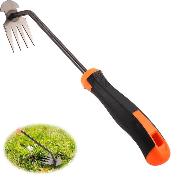 Artefact Tool 4 Tanden Handwiedergereedschap Dubbel Doel Onkruidhark-Rubberen Handgreep-Roestvrij Staal-Tuinboerderij van Merkloos	