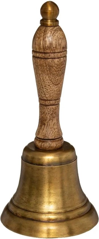 Atmosphera Tafelbel/handbel - 17,5 x 7,5 cm - mangohout - kerstman/butler bel - bellen