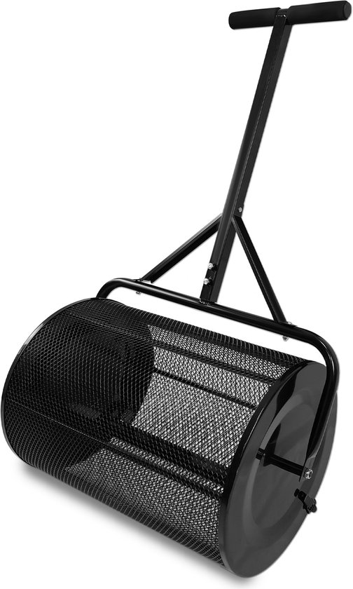 Aufun Compoststrooier - 80 liter met T-handvat - kunstmeststrooier voor tuin en gazon - zwart