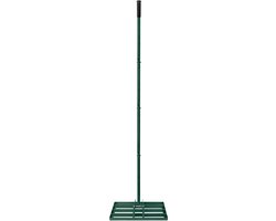 Aufun gras egaliseer rake leveling rake golf profi roestvrij staal nivellering hark met verstelbare steel voor golfbaan, tuin en hof (25×50 cm, groen)
