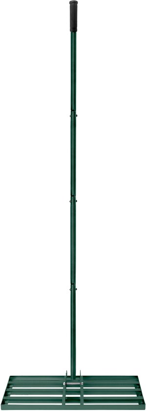Aufun gras egaliseer rake leveling rake golf profi roestvrij staal nivellering hark met verstelbare steel voor golfbaan, tuin en hof (25×75 cm, groen)