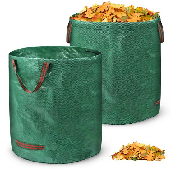 Aufun Tuinzakken-Met Handvatten-272L -Bladzak Voor Tuinafval Tuinafvalzak-Voor Gras Bladeren Tuinafval-2 Pack-Groen van Aufun