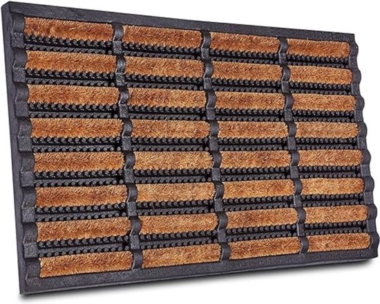 Aura® Borstelmat Voor Buiten – Voetenveger Van Kokusrubber – Deurmat Binnen Antislip – Deurmat Buiten – Vuilschraper - 40cm x 60cm x 3cm van Merkloos	